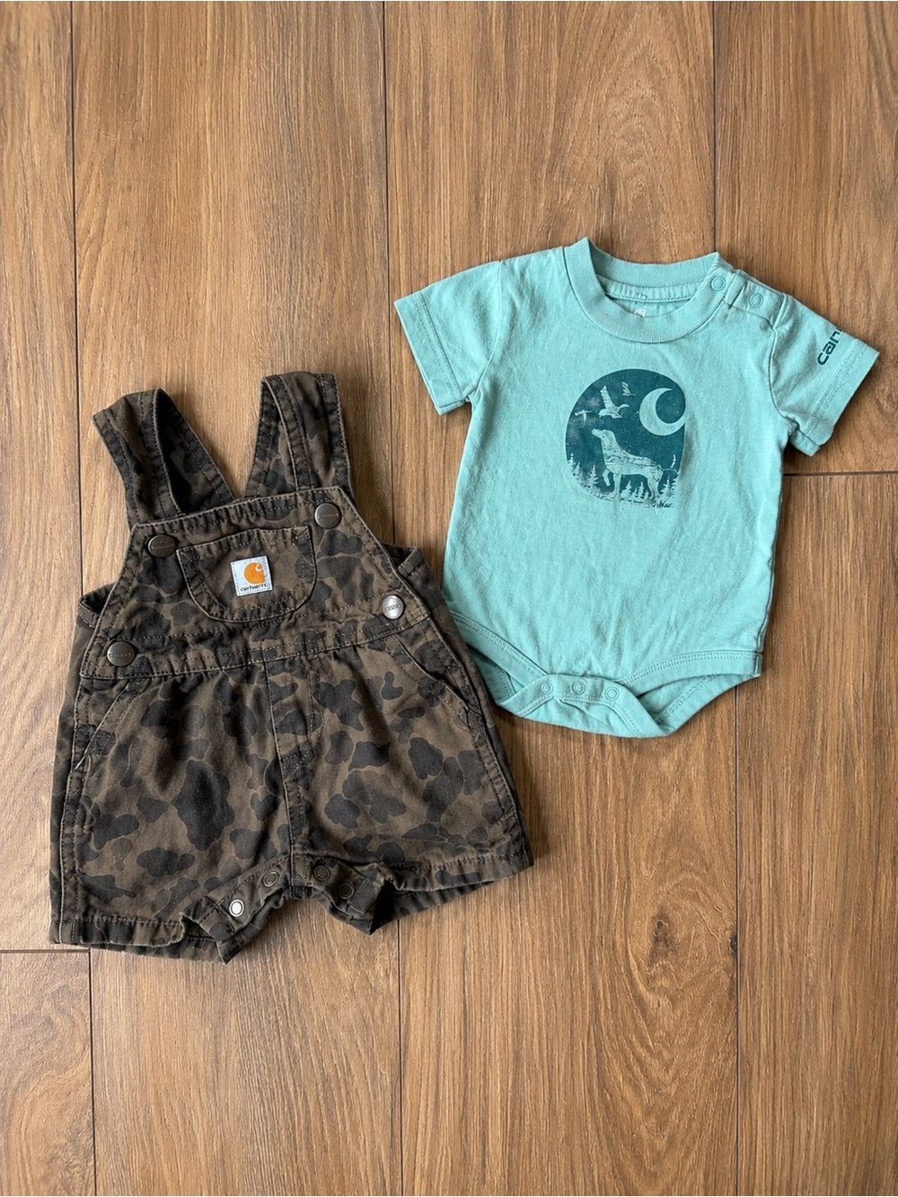 Carhartt Brown Camo Toddler Short Overalls